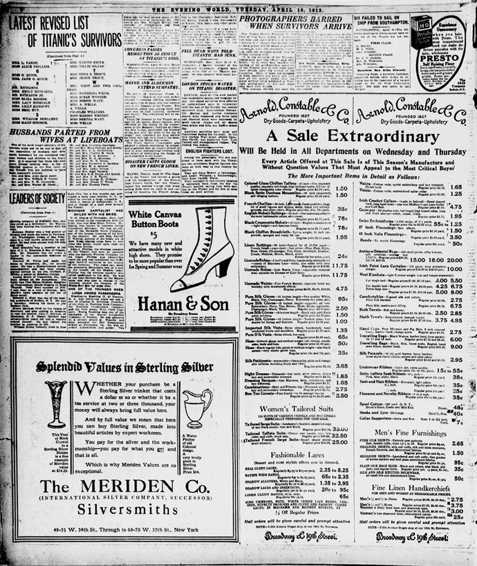 The Evening World du 16/04/1912
